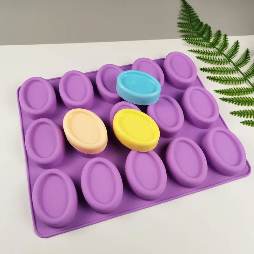 Soap Making Kit For Beginners - Silikon-Ovale Seifenformen 15 Mulden Handgemachte Kerzenformen